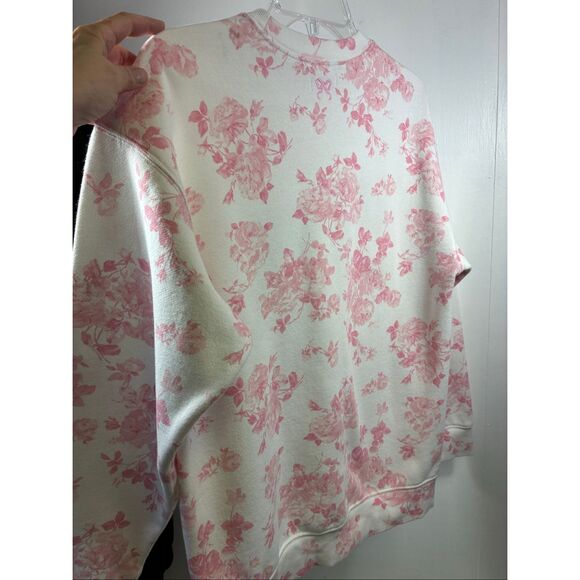 Love Shack Fancy for PINK Victorias Secret Floral Rhinestone Sweatshirt in White - Picture 4 of 7